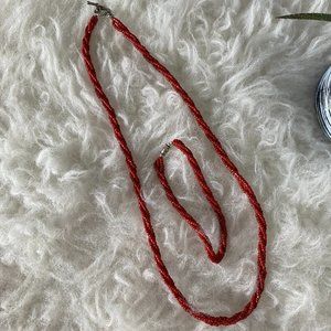 Auburn Beaded Necklace & Bracelet Set